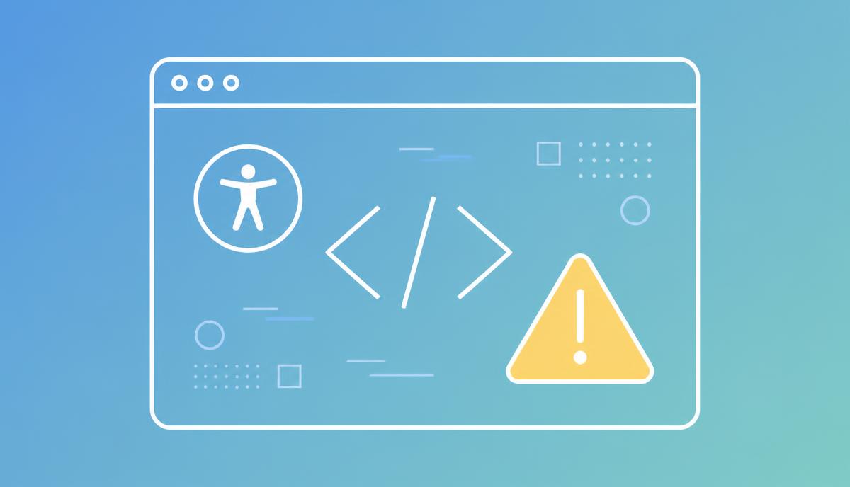 Illustratie van ARIA-problemen: code met onjuiste rollen en een waarschuwingsicoon