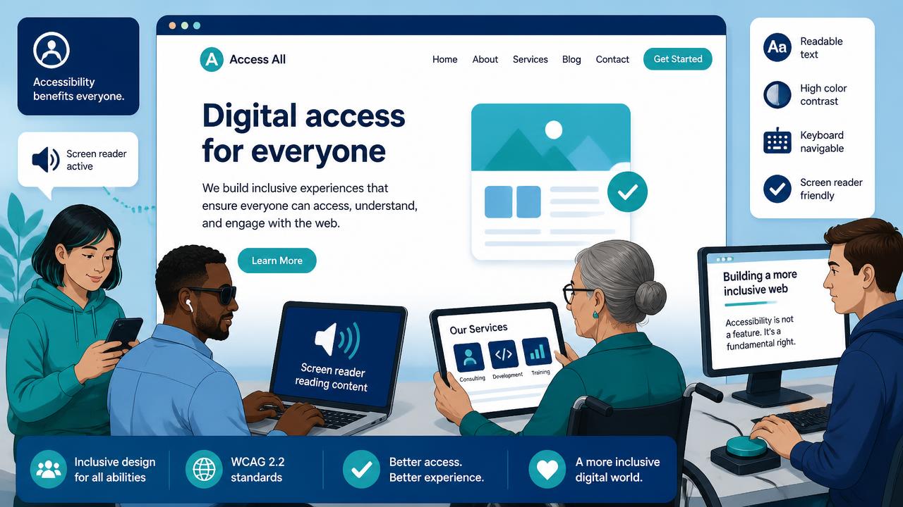Illustratie van een inclusieve webervaring voor diverse gebruikers